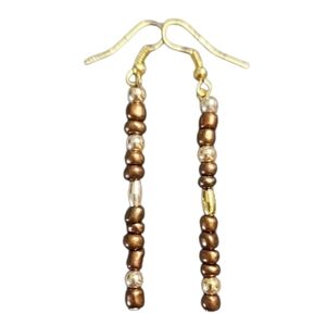 💥4 for $20💥Brown and Goldtone Beaded Earrings